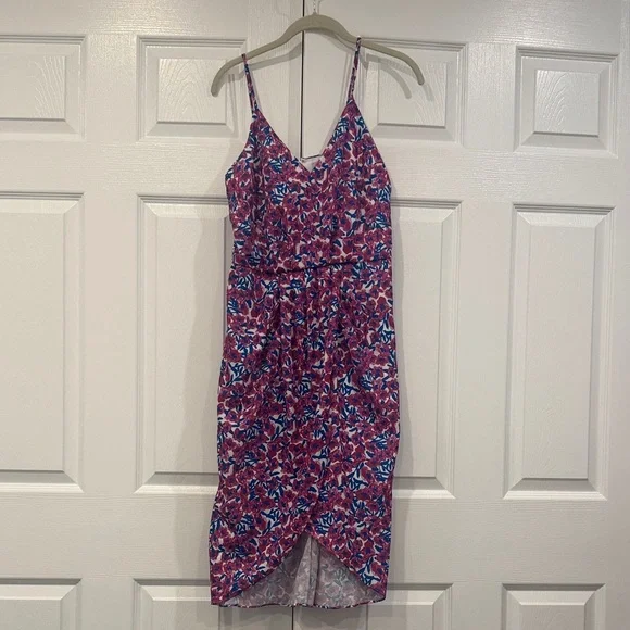 Chelsea28 Pink Floral Midi Dress with Blue Highlights - Picture 1 of 4